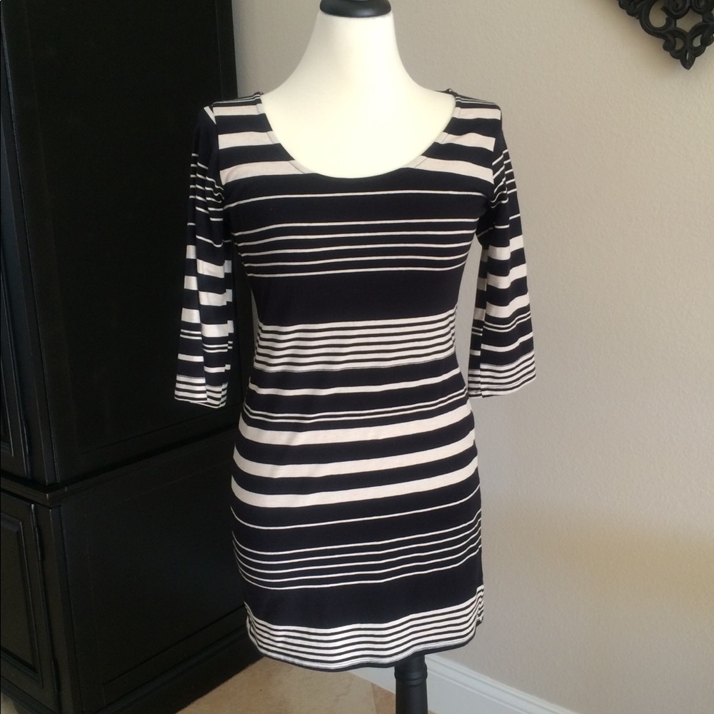 Black & Beige Striped Dress